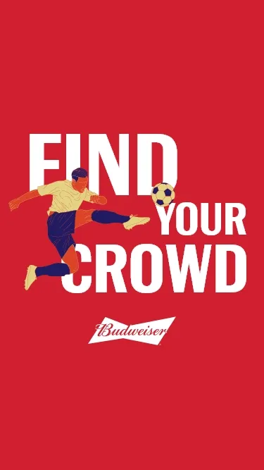 Conceito visual "Find your Crowd" do app de fãs da Budweiser